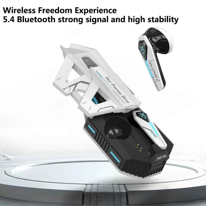 Alien Mech Style Trendy Cool Bluetooth Earphones Noise Cancellation Light Effect Mechanical Design In-Ear Wireless Earbuds
