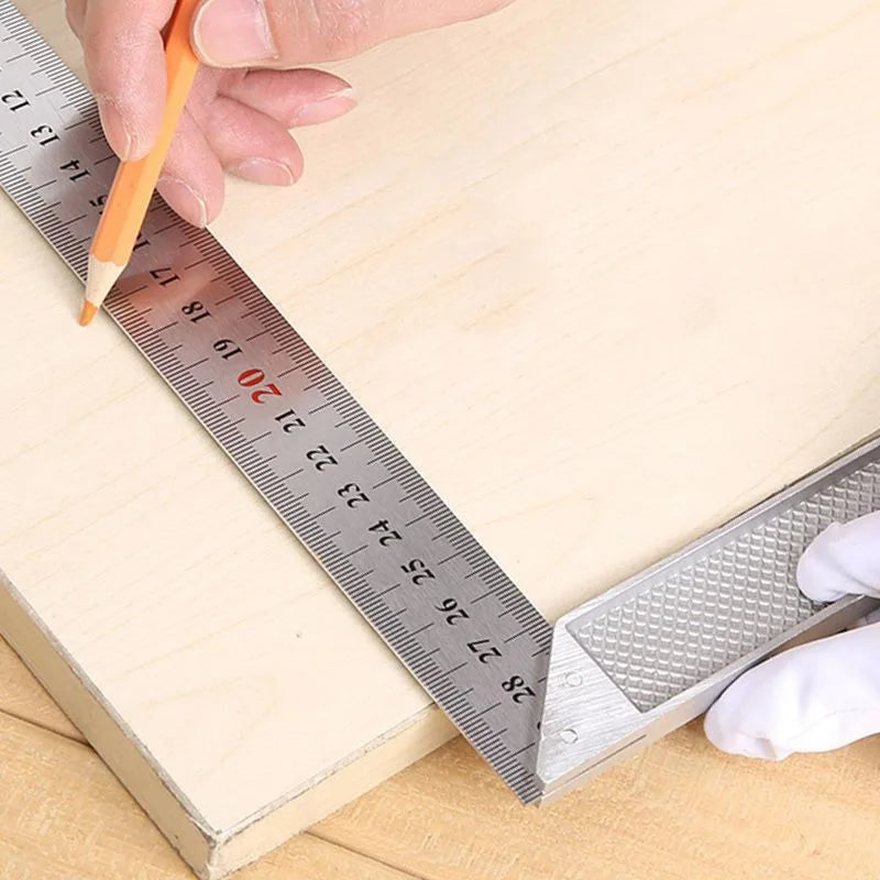 30CM 50CM 30×15CM Aluminum Alloy Square Ruler Stainless Steel L-Shaped Ruler 90 Degree Angle Gauges Woodworking Measuring Tools