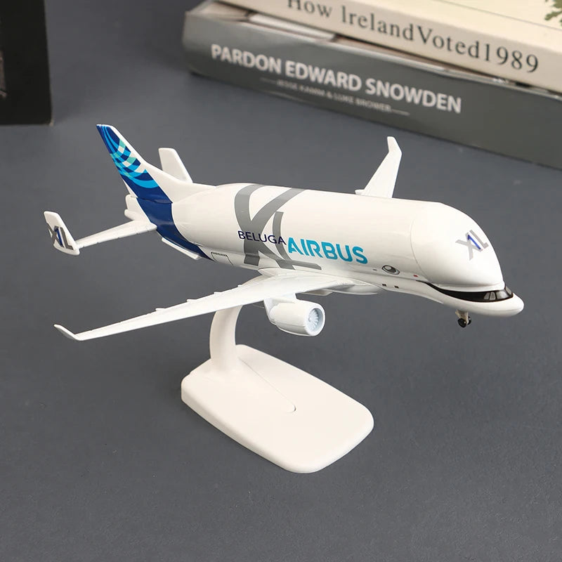 1Pc White Whale Transport Aircraft A300-600 Beluga Airlines Model Aircraft Transport Beluga Alloy Casting Airplane Toy Model#
