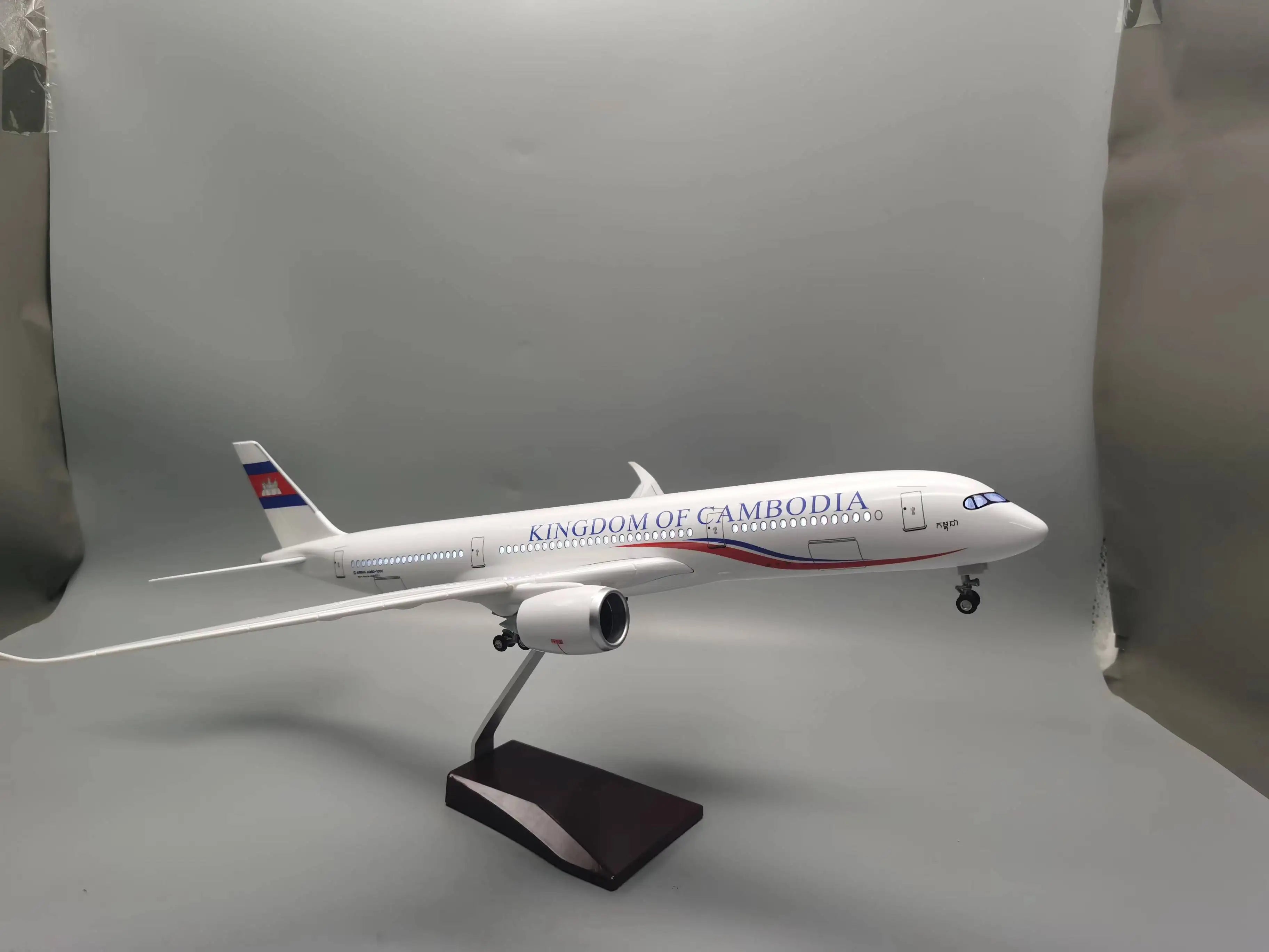 47cm Diecast Aircraft Cambodia A350 Airways Resin Model Airplanes 1/142 Scale Plane For Boys Static Display With Landing Gear