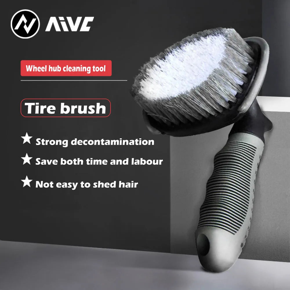AIVC Portable Car Wheel Brush Tire Cleaning Brushes Hub Powerful Stain Remover Brush Tire Detail Brush Auto Motorcycle Wash Tool