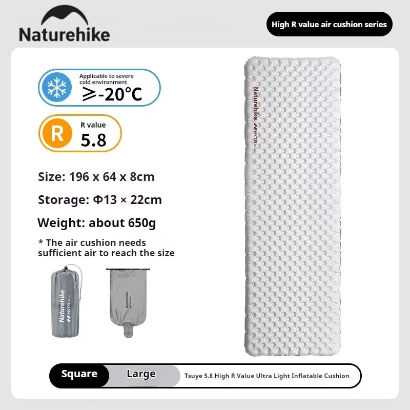 Naturehike R5.8 Inflatable Mattress Thermal Insulation Air Cushion for Hiking Outdoor Sleeping Bed Pad Ultralight Folding Mat