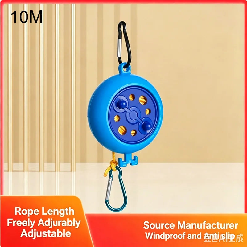 10M Retractable Travel Clothesline Laundry Drying Rope Windproof Anti Slip Outdoor Clothesline for Hotel Camping Accessories 1PC