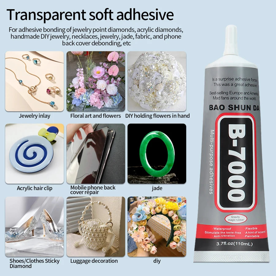 15ML 25ML 50ML 110ML B-7000 Clear Contact Phone Repair Adhesive Universal Glass Plastic DIY Glue B7000 With Precision Applicator
