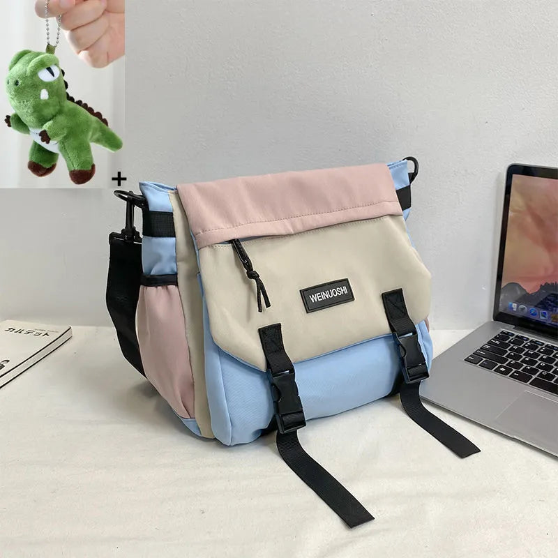 Japanese Simple Men Messenger Bag Korean Bag Student Nylon Waterproof Canvas Bag Tide Shoulder Crossbody Bags for Women Satchel