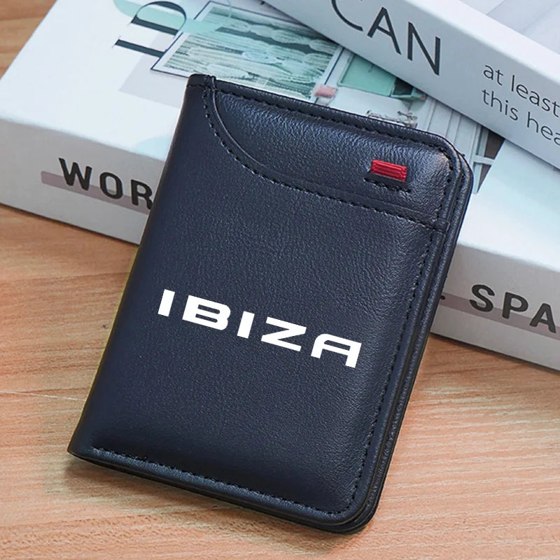 Leather Ultra-thin Mini PU Carbon Fiber Credit Card Holder Men Wallets Men For Seat Ibiza Ateca Arona Auto accessories interior