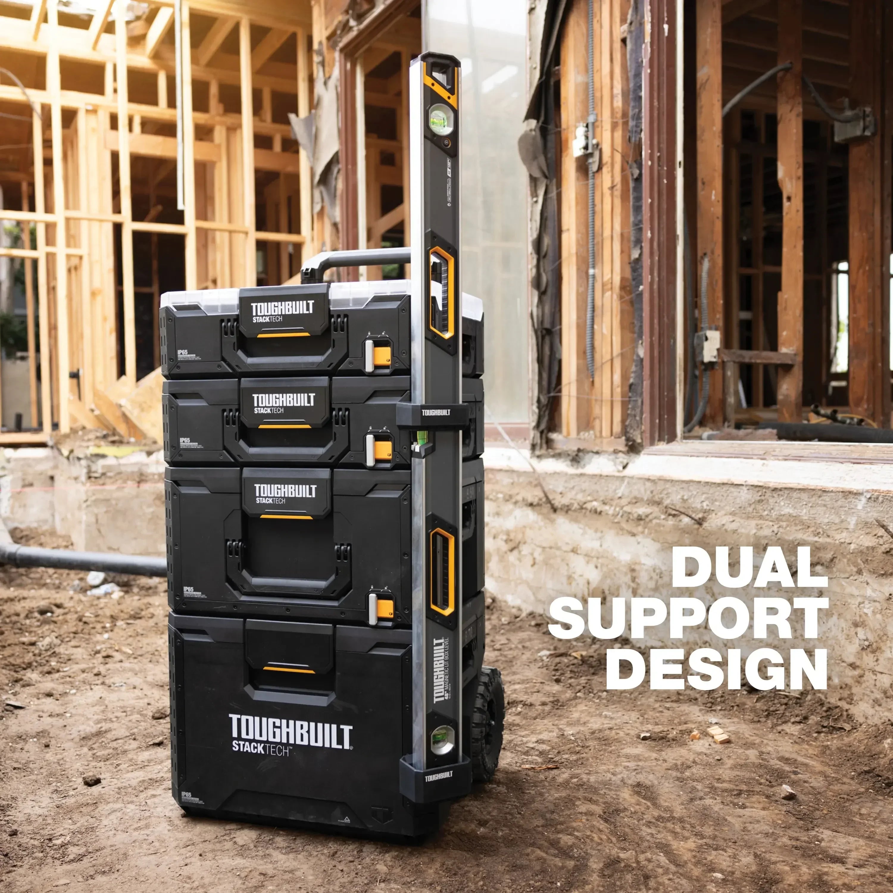 TOUGHBUILT TB-B1-A-54 STACKTECH Plastic Tool Holder Stacking Toolbox Special Vertical Portable Organizer Long Handle Tool Shelf