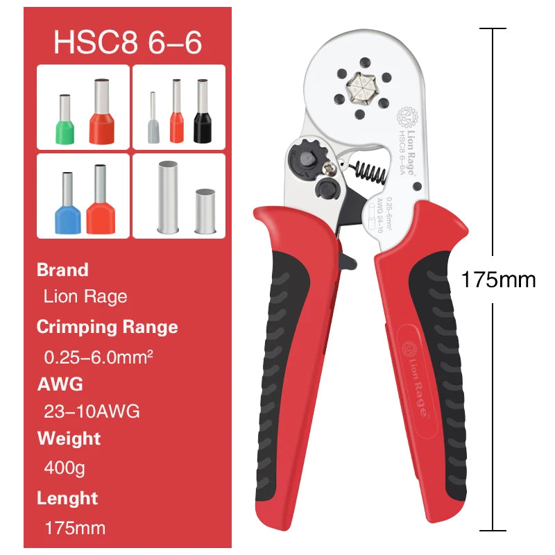 Crimping Pliers Ferrule Sleeves Tubular Terminal Tools HSC8 6-4 6-6 16-6 Wire Crimper Household Electrical Sets 1200pcs terminal