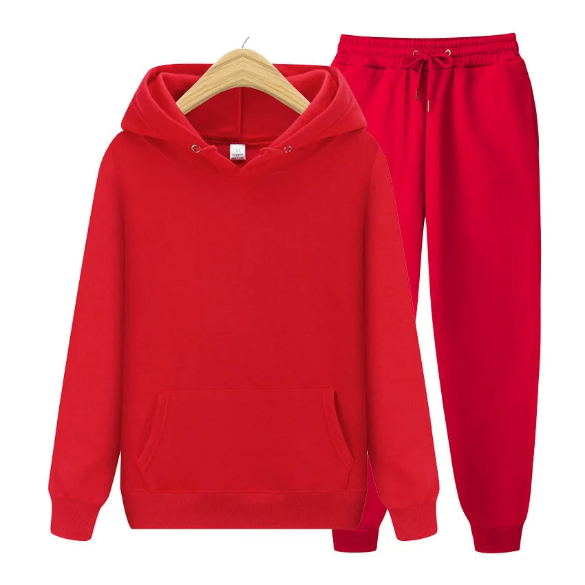 New Womens Solid Color Sets Hoodies Pants Autumn Winter Hooded Sweatshirt Sweatpants Hoodie Pant Hoody Pullover Female Suit
