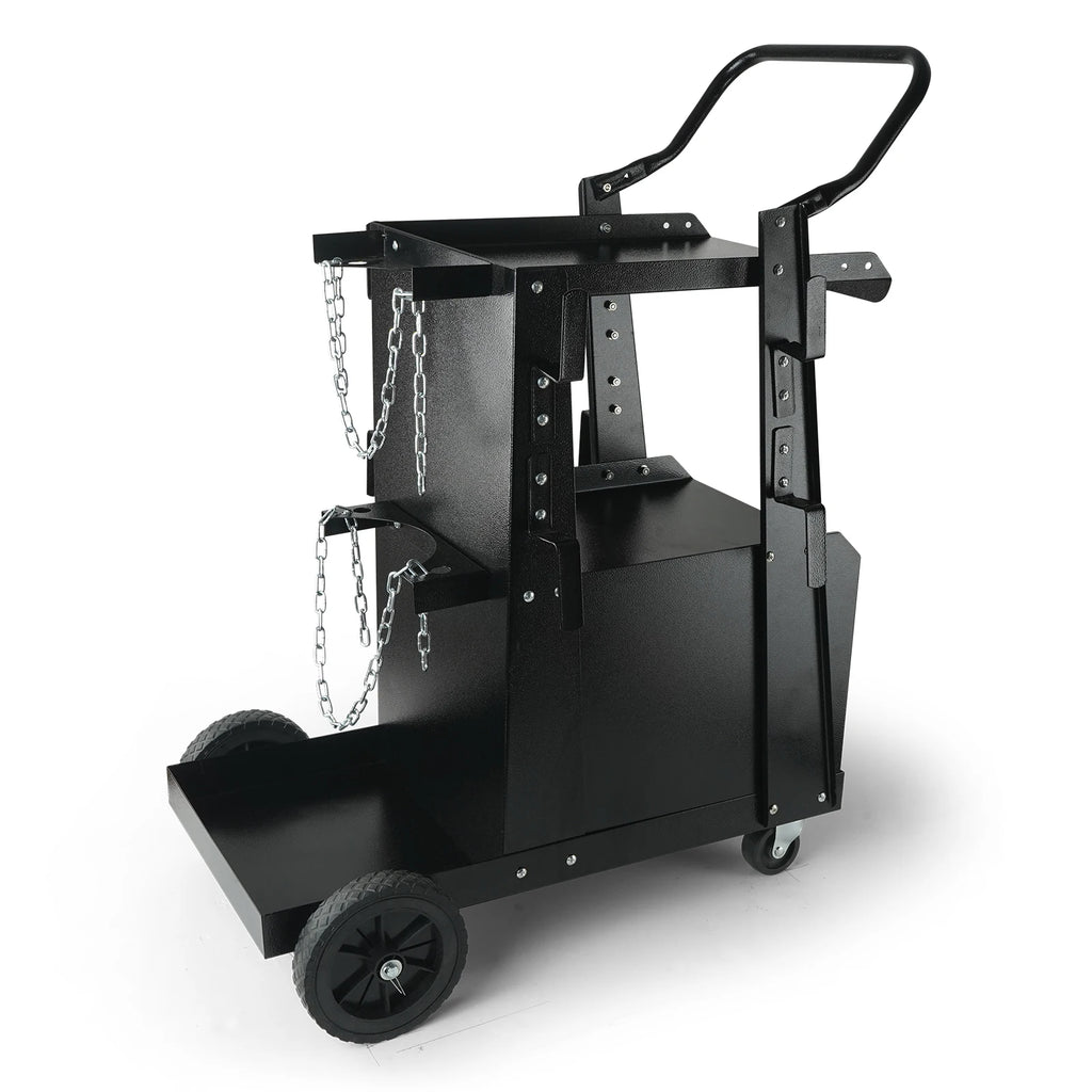 SucceBuy Welding Cart 2-Tier Heavy Duty Welder Cart with 360° Swivel Wheels Tank Storage Cabinet for  ARC Plasma Cutter Machine