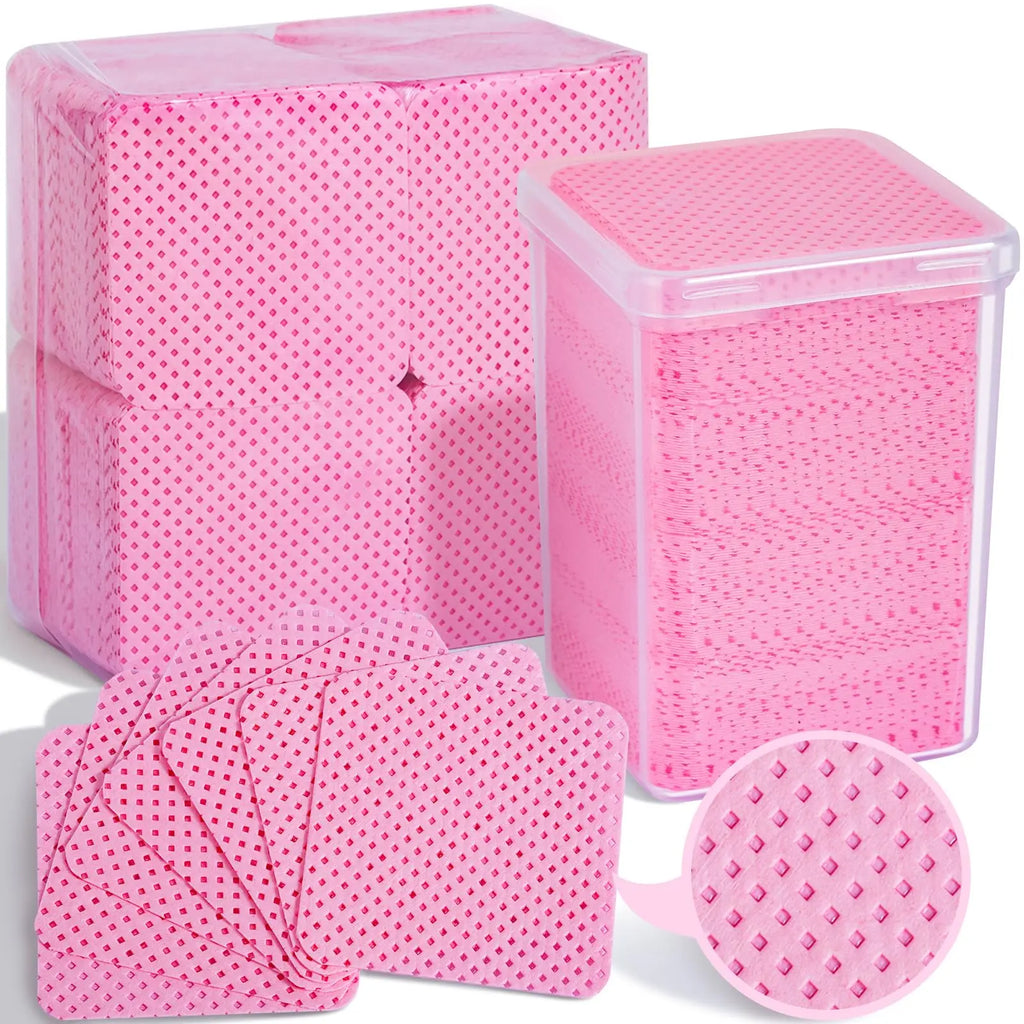 200Pcs/Box Lint Free Nail Wipes Eyelash Extension Glue Wipes Cleaner Cloth Non-Woven Fabric Nail Gel Polish Remover Cotton Pads