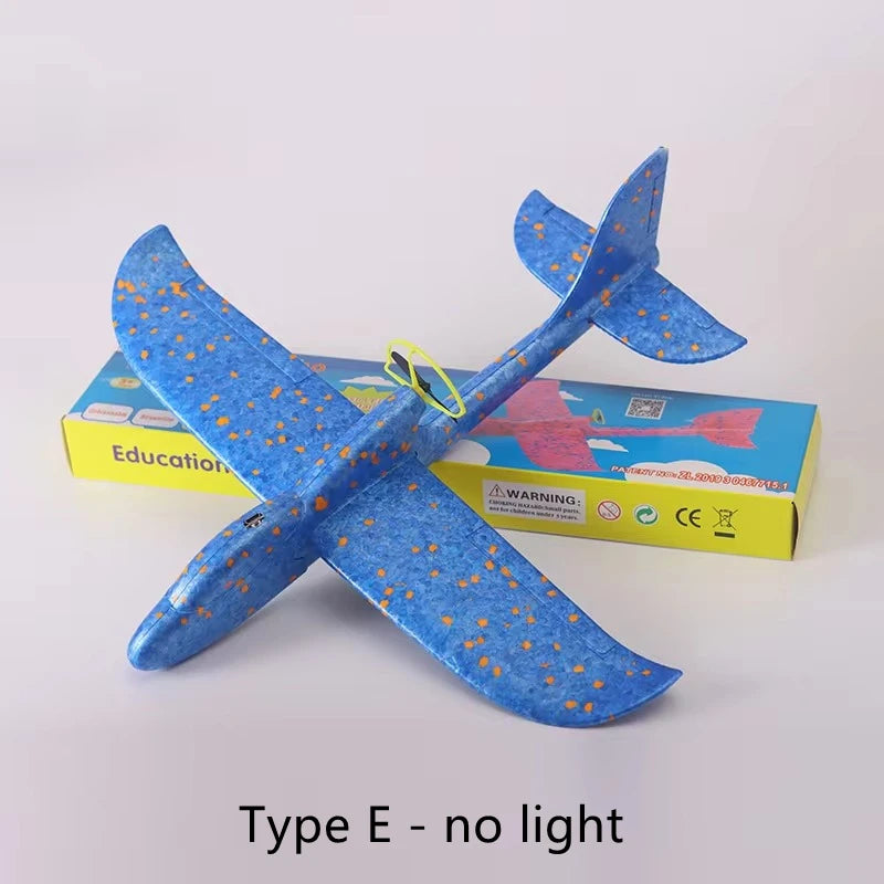 Electric Foam Glider Hand Launch Throwing Airplane with LED Light Automatic Flight Plane Model Outdoor Kids Toys Boys Gifts