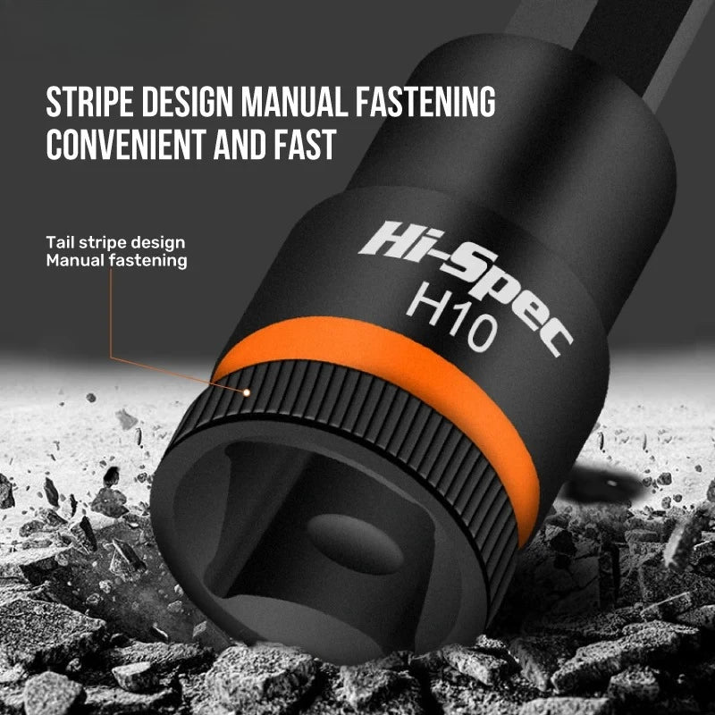 For Auto Repair,Hand Tools Mechanical Workshop Tool Hi-Spec 1/2 Inch Drive Impacts Socket Set Hex Bits H4-H17 CR-V Sockets Set
