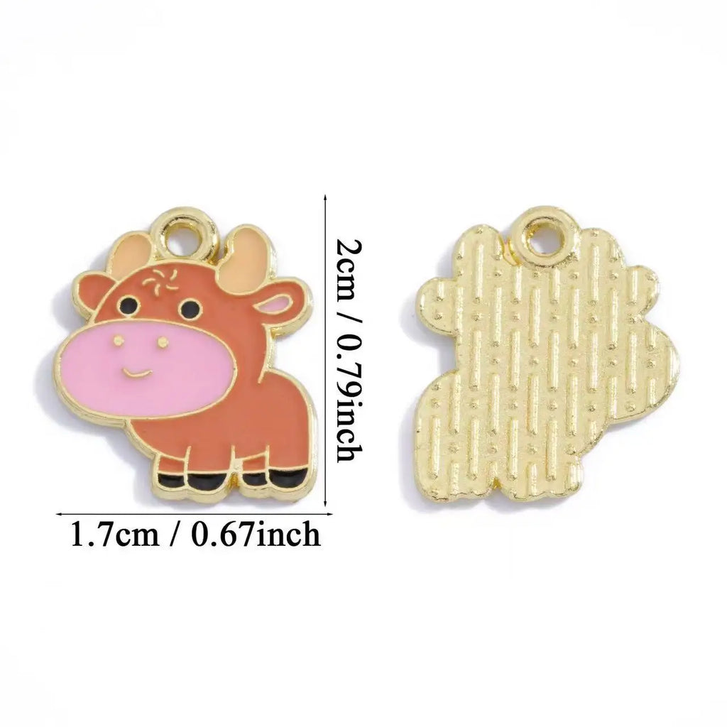 12pcs DIY Jewelry Accessories Drip Oil Cartoon Cute Twelve Zodiac Animals Handmade Material Pendant Pendant Accessories
