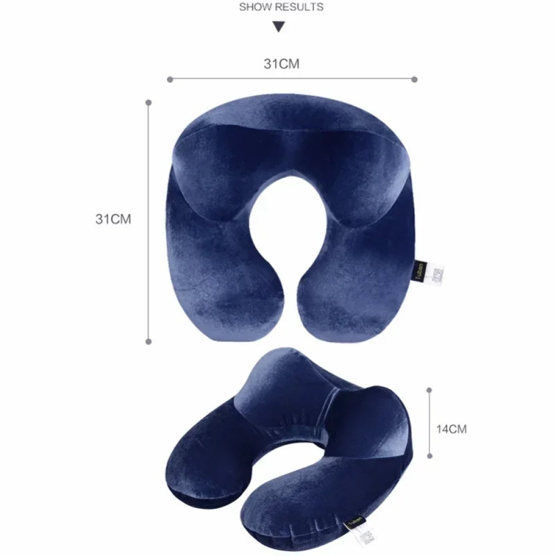 4-Color U-Shape Inflatable Travel Pillow Comfortable Neck Support for Airplane Sleep Travel Accessories Home Textile