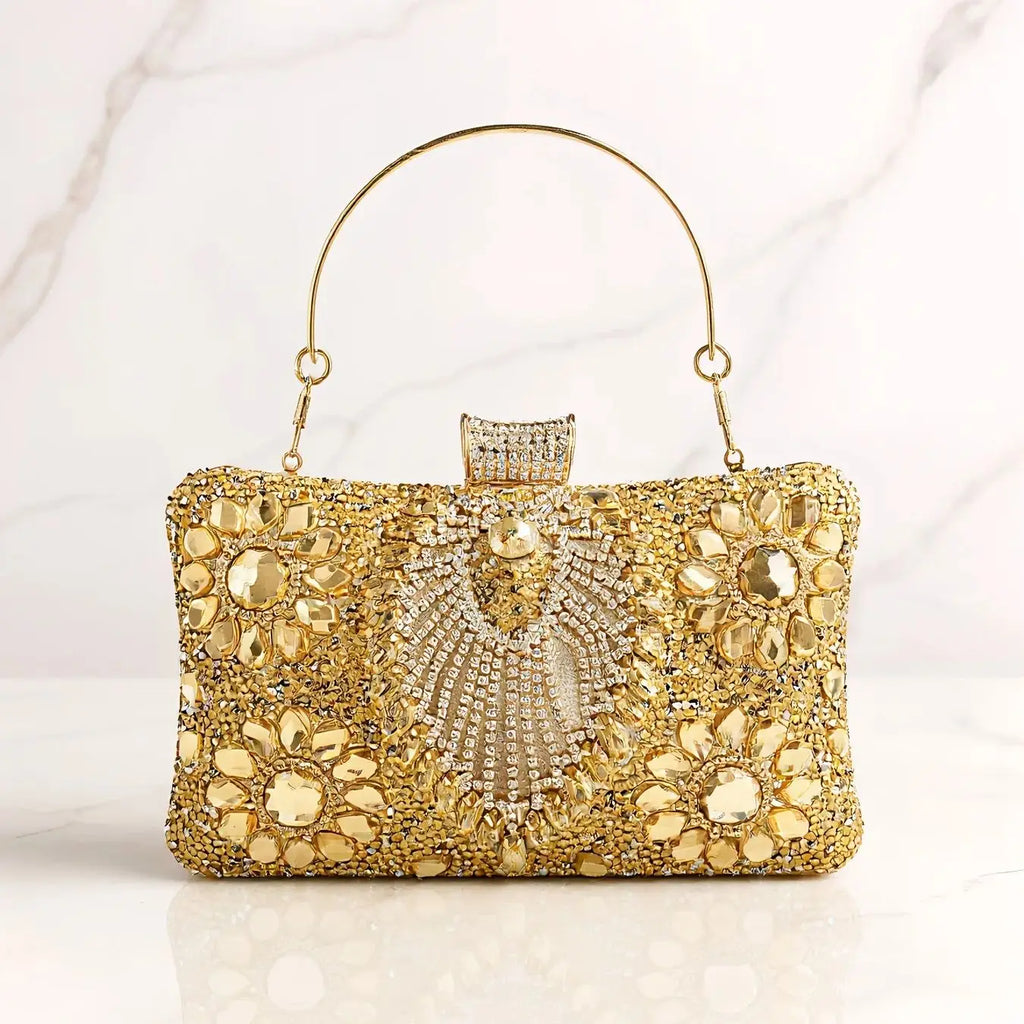 Acrylic Flower One Side Glitter Tassel Women Evening Bags Diamonds Small Day Clutch Luxury New Chain Shoulder Handbags For Party