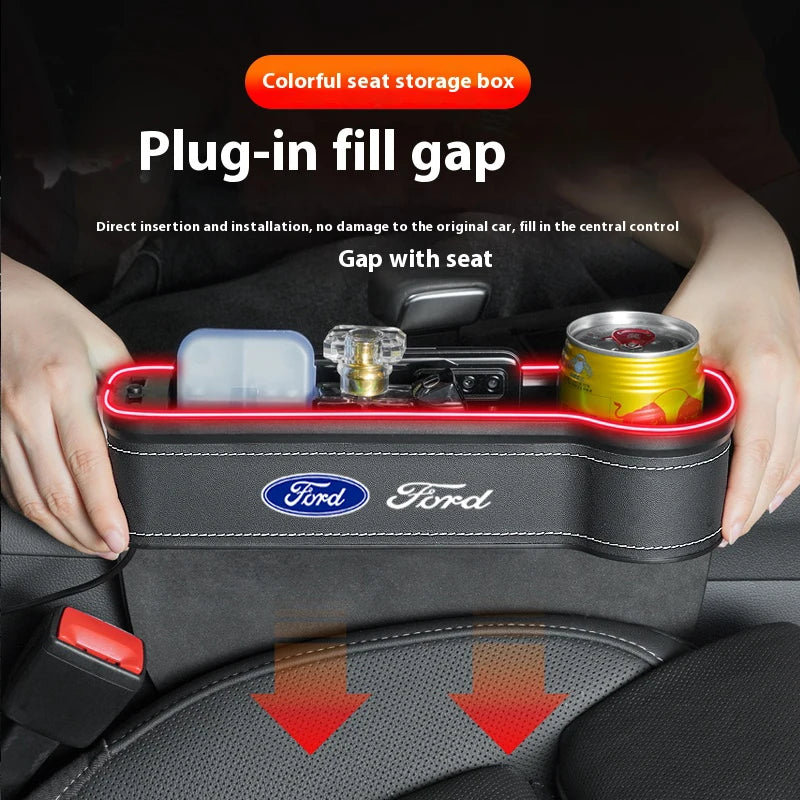 For Ford Mondeo Focus Explorer Escape Kuga Everest Bronco F-150 Ranger Transit Car Seat Gap Light Storage Box