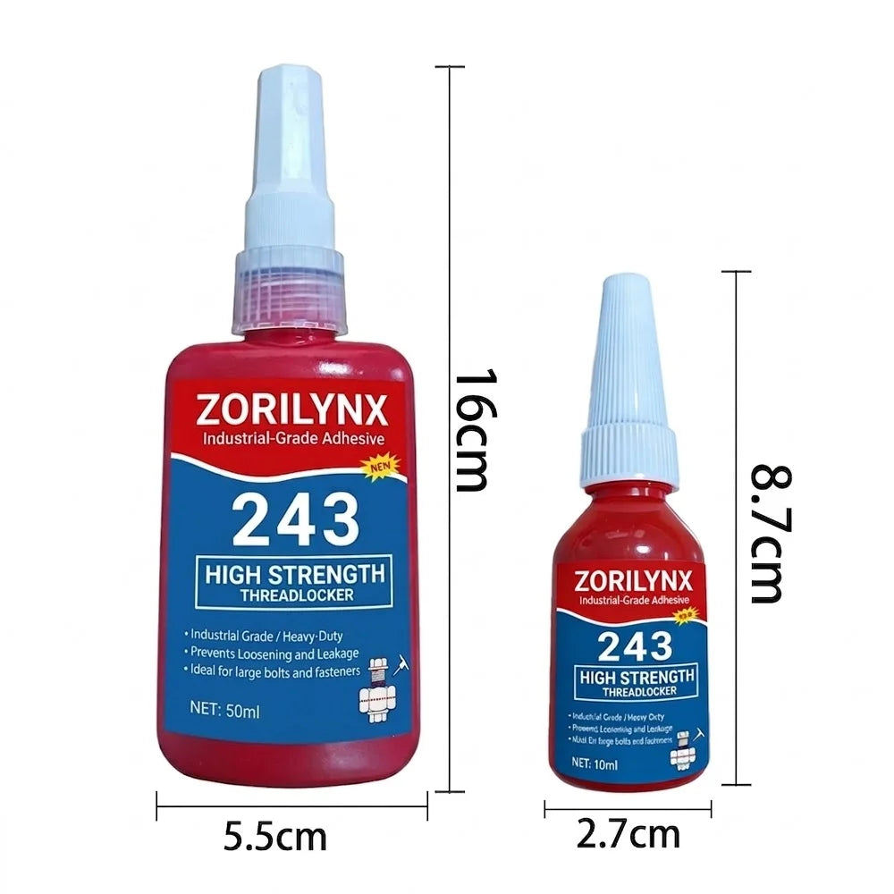 243 Threadlocker 50ml High Strength Blue Adhesive Oil Resistant Anaerobic Glue for Screw Lock Metal Bolt Nut Seal  ZORILYNX