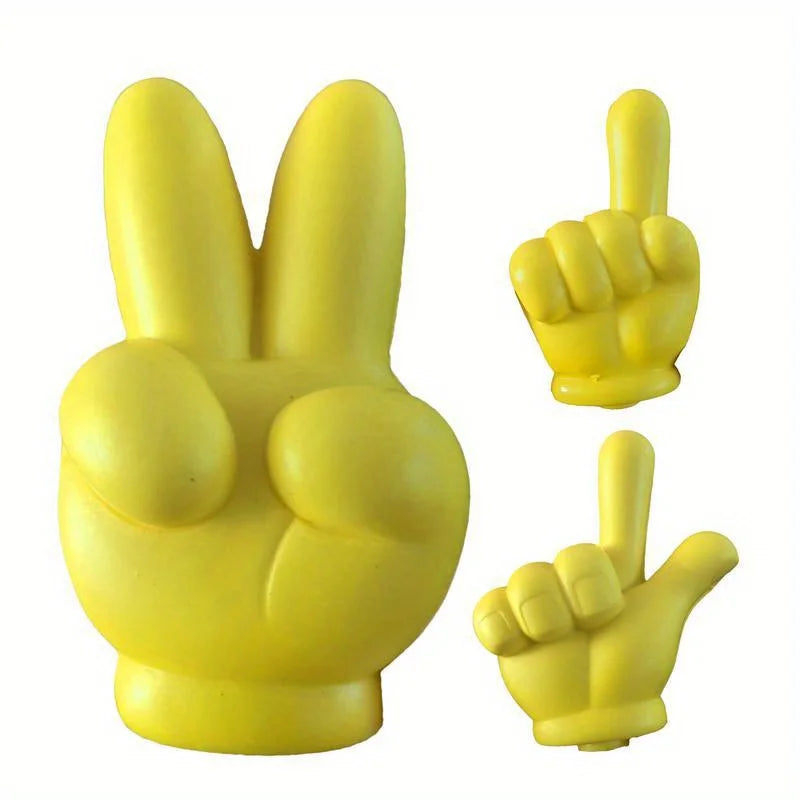 1PC Cute Victory Finger Car Antenna Topper EVA Yellow Decorative Car Topper Antenna Balls Creative Car Styling Tool Dropship