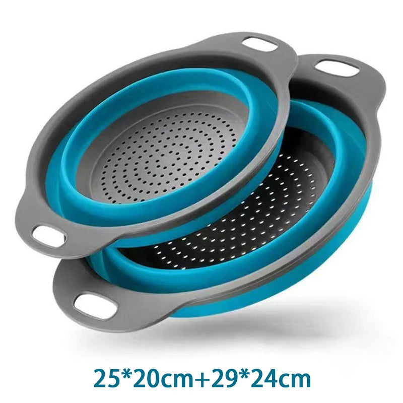 Silicone Folding Drainer Basket Portable Kitchen Strainer Fruit Vegetable Washing Folding Drainer Kitchenware Drain Device