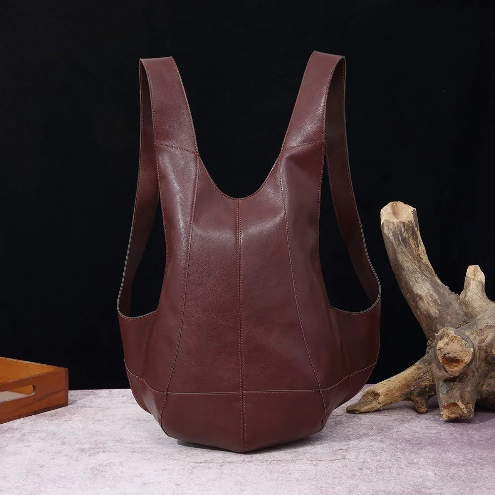 Crazy Horse Soft Leather Beetle Bag Backpack Large Capacity Anti-theft Travel Bag Multifunctional Waterproof Trendy Backpack