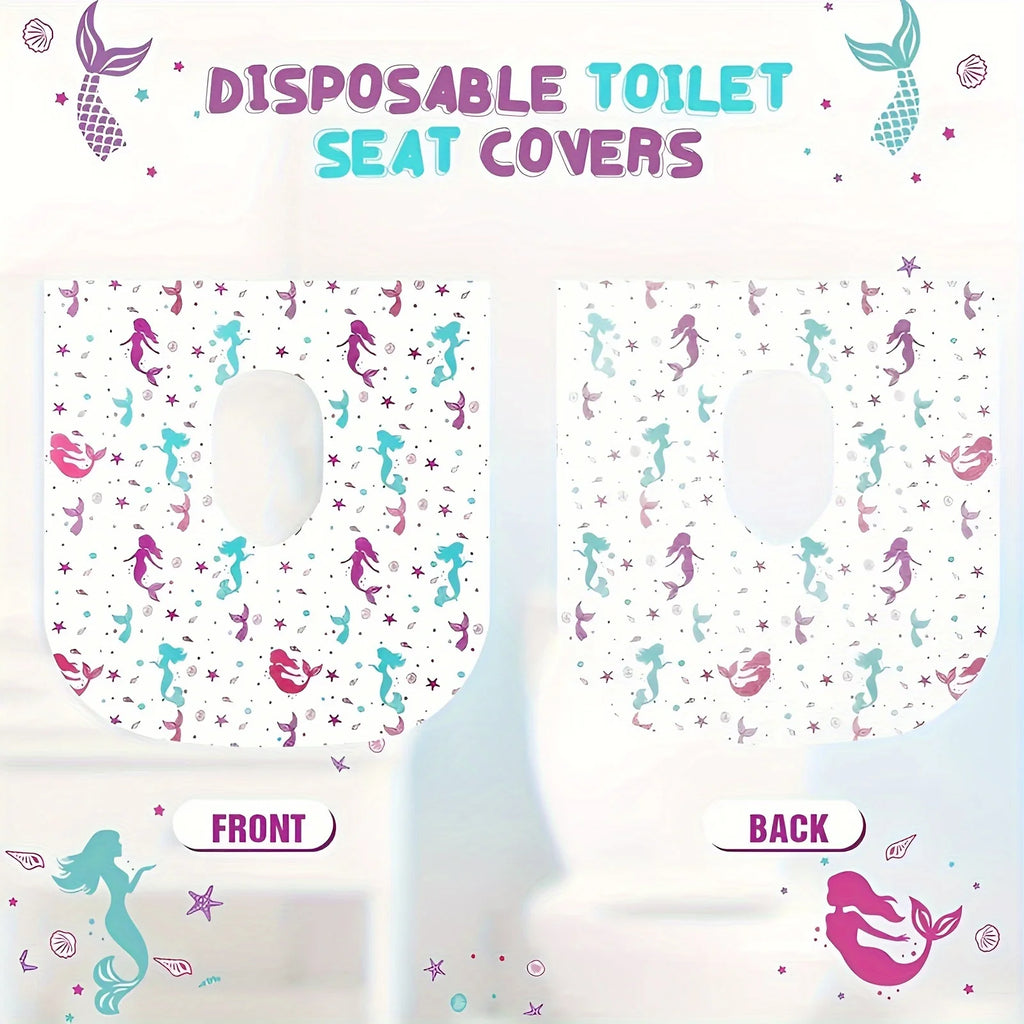12pcs Extra Large Mermaid Toilet Seat Covers - 25"x25" Disposable, Individually Wrapped for Public Restrooms & Potty Training