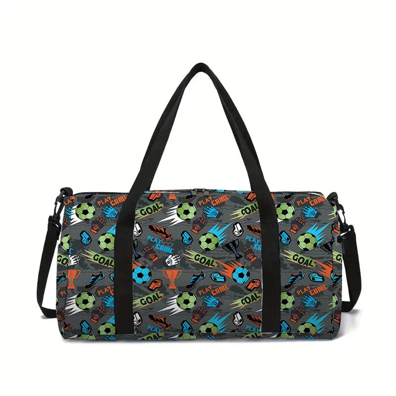Jumping Football Large Capacity Luggage Bag  For Boy And Girls Best Gifts 2D Flat Cartoon Travel Duffels Hand Bag For Children