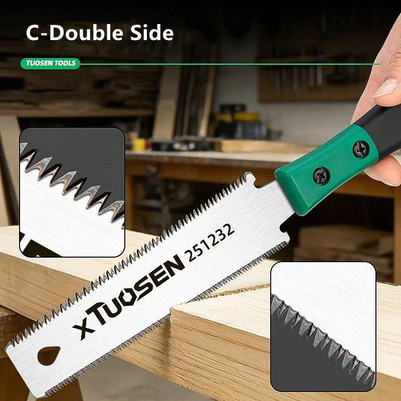 Universal Hand Saw for Home DIY, Multi-Purpose Cuts Wood, PVC, Plastic & Drywall, Compact Woodworking Tool