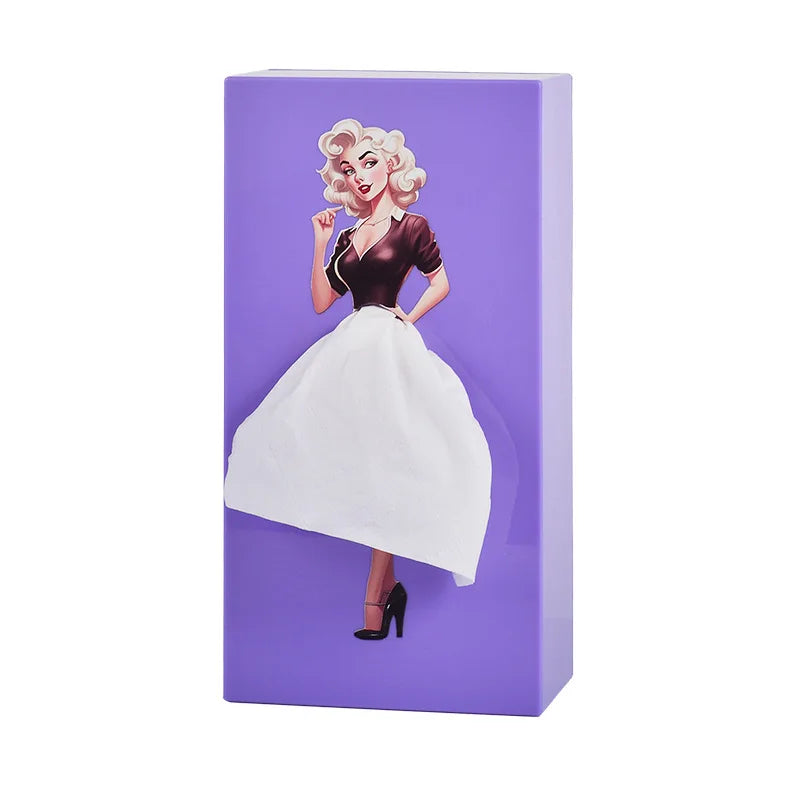 Luxurious Tabletop Decorative Piece - Anime Girl Tissue Dispenser with Elegant Fluffy Skirt Tissue Box  Car Tissue Holder