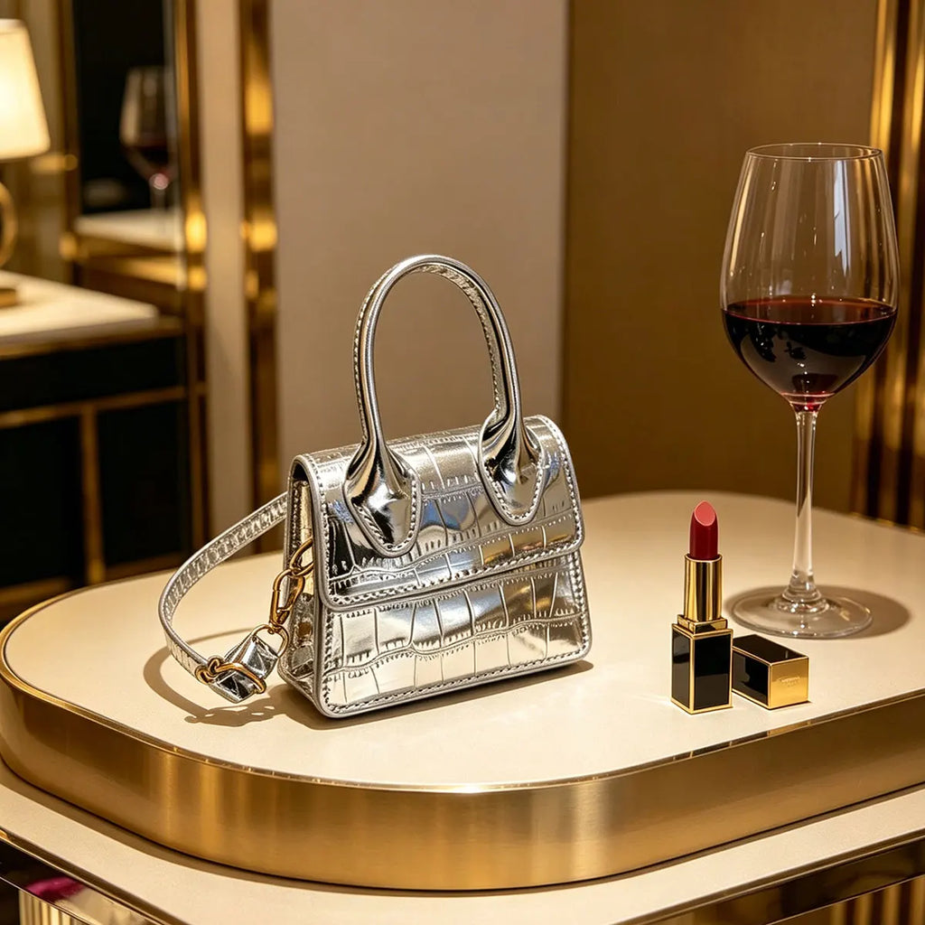 Fashionable Candy Color Stone Texture Shiny Mini Square Flip Crossbody Shoulder Bag Portable Lipstick Storage Pouch For Women Da