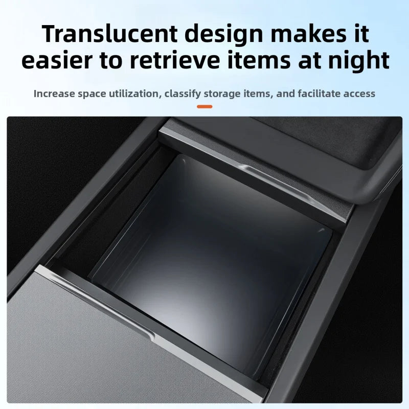 For Tesla Model Y / New Model 3 Highland Center Console Armrest Hidden Storage Box ABS Organizer Tray Accessories