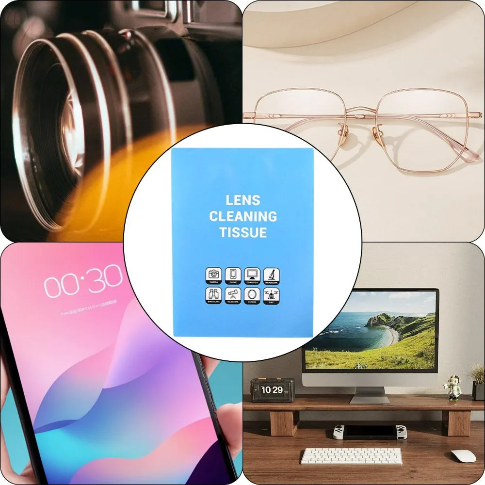 100-300Sheet Universal Lens Cleaning Tissue 10*7.5cm Camera Lens Cleaning Paper Soft Wipes Booklet for Phone/Lens/Optics Glasses