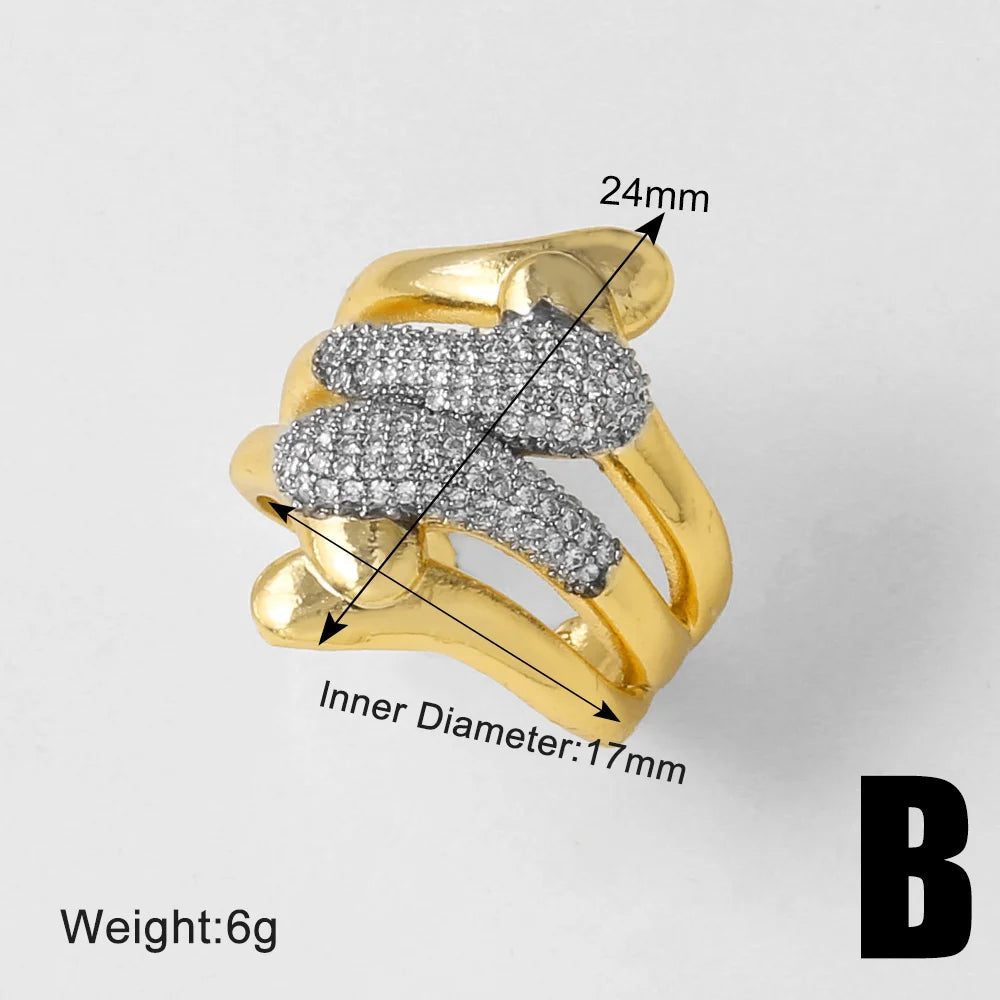 OCESRIO White Crystal Color Block Finger Statement Women Rings Copper Gold Plated Adjust Open Ring Women Fashion Jewelry righ49
