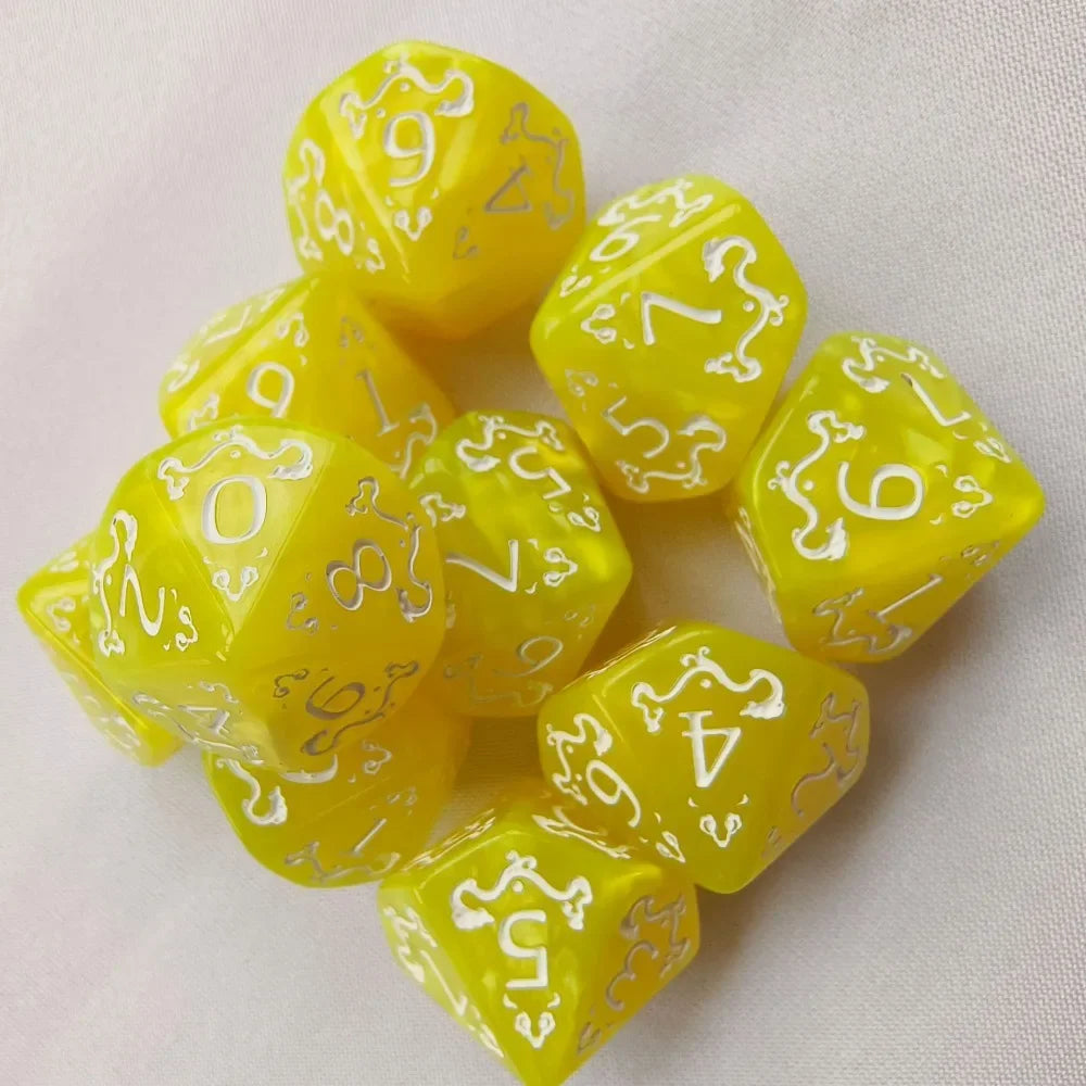 10PCS New Acrylic Dragon Themed Dice Set D10 Yellow Purple Gold Red Dice For Table Games Polyhedral Table Games Dice For D&d DND