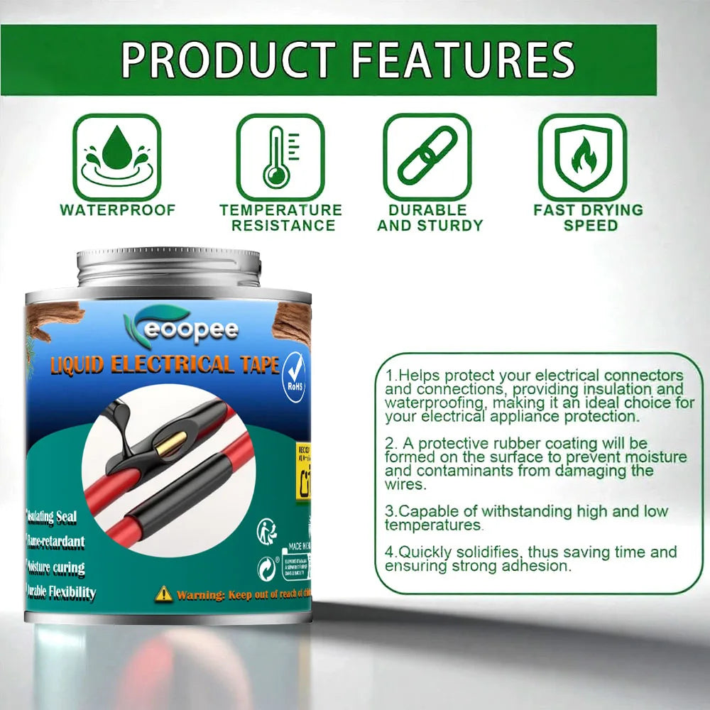 200ml Waterproof Liquid Electrical Tape Insulating Repair Paste Fix Line Glue For Wires And Cables Home Use Quick Drying Sealant