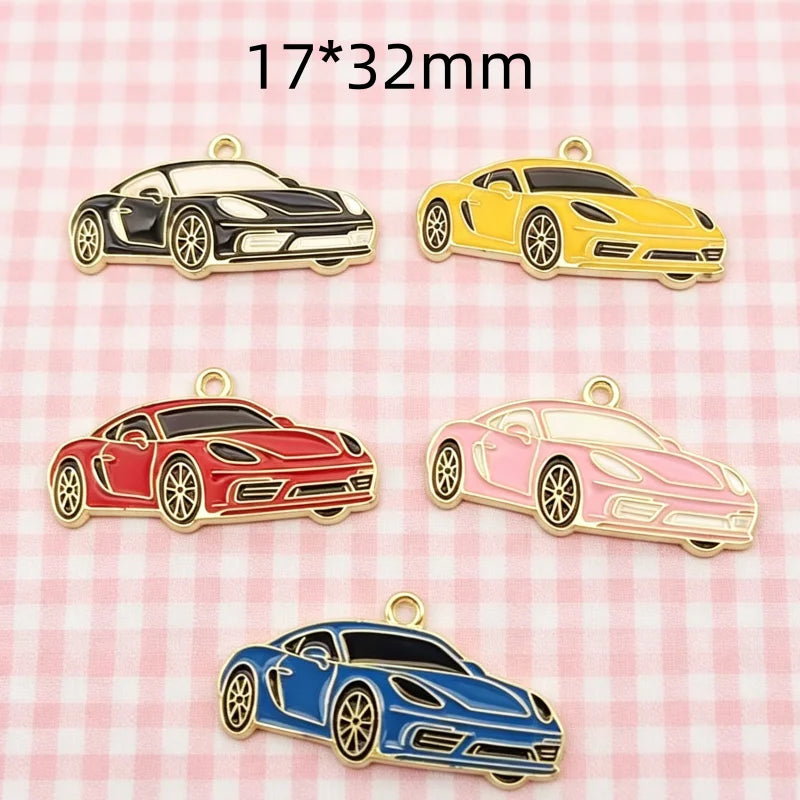 10pcs Car Pendant DIY Jewelry Accessories Alloy Drip Oil Pendant Keychain Earring Pendant