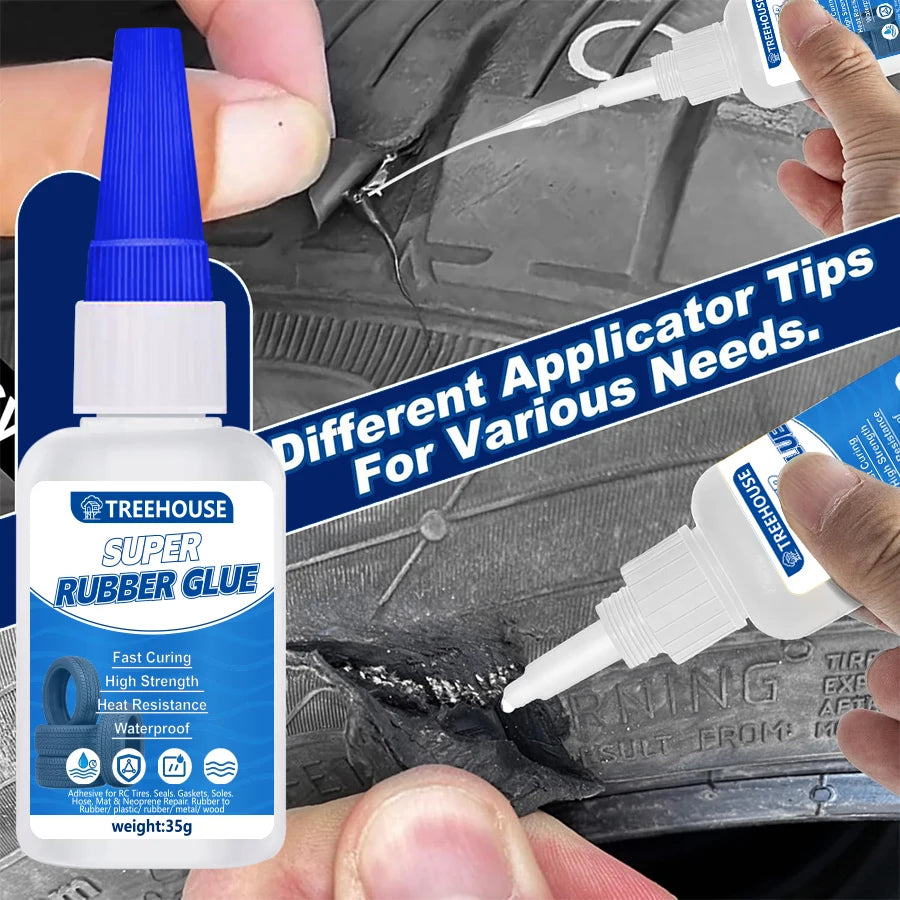 15-35G Super Rubber CA Glue, Fast Curing High Strength Adhesive, Heat & Waterproof Glue for Tire, Hose, Gasket, Rubber & More