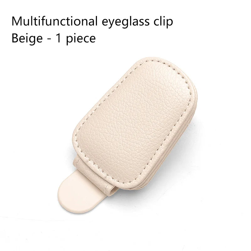 Multifunction Car Sun Visor Glasses Clip Leather Eyeglasses Clip Magnetic Sunglasses Holder Hanger Universal Interior Accessorie