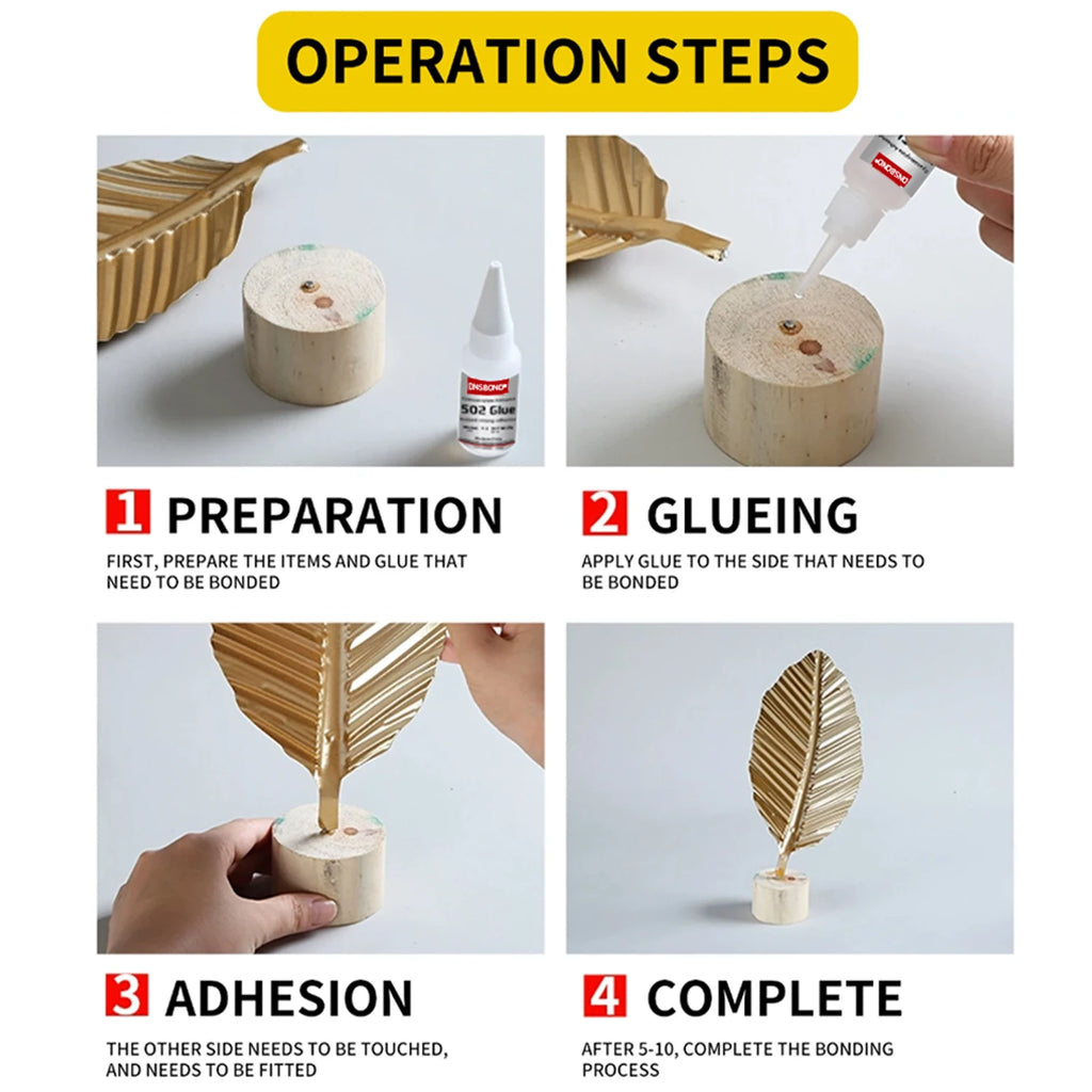 502 Super Glue Clear Strong Adhesive Fast Drying Cyanoacrylate Glue for Wood Rubber Leather Plastic Metal Jewelry DIY Crafts