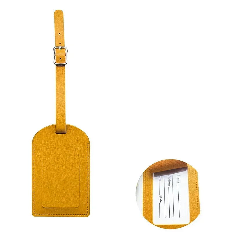 1PC PU Leather Luggage Tag Women Men Flight Holiday Travel Accessories Suitcase Tags Name ID Address Lable Bag Tags for Luggage