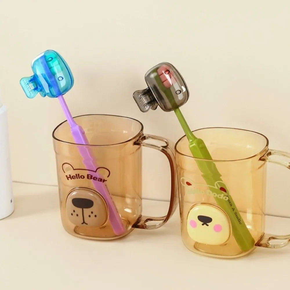 2pcs Portable Plastic Toothbrush Holder Washable Cute Toothbrush Head Cap Durable Protective Toothbrush Case Travel Use