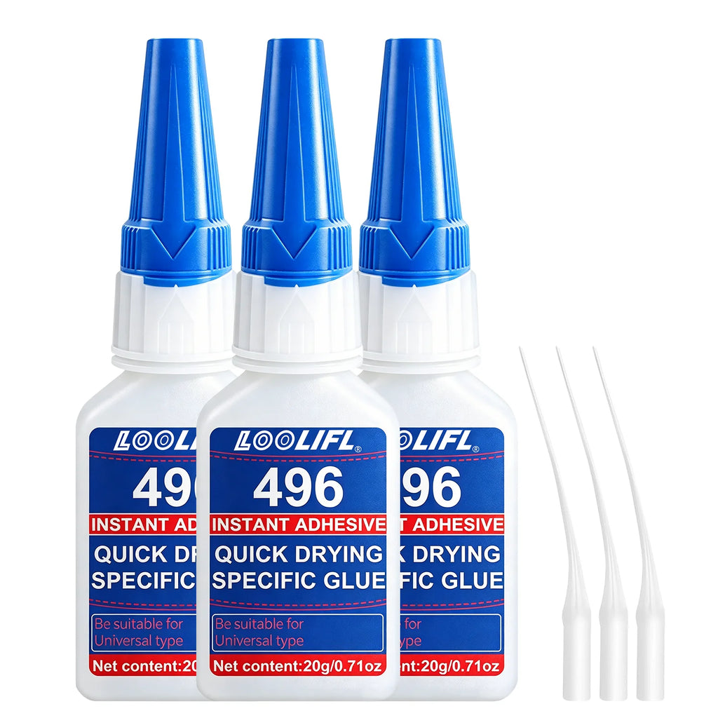 LOOLIFL Super Glue 401 406 414 480 495 496 380 480 Cyanoacrylate Instant Adhesive Suitable for Super Bonding of All Materials