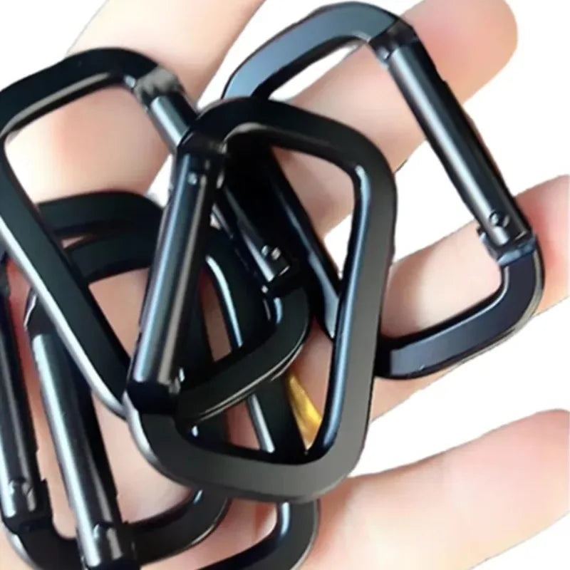 Square Carabiner Hook Aluminum Alloy Lightweight Camping Hiking Backpack Clip Keychain Gear Holder Black for Outdoor Travel