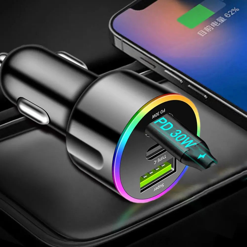 Car Charger Mini Type-C Dual USB Charger PD36W Fast Charging 12-24V Car Cigarette Lighter Cell Phone Charger Adapter