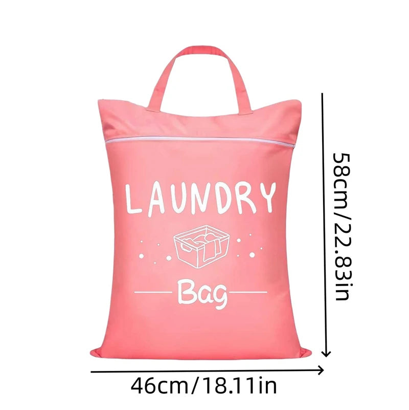 Large Capacity Waterproof Travel Laundry Bag Wet Dry Organizer Pouch with Zipper Hanging Strap Portable Storage Bag