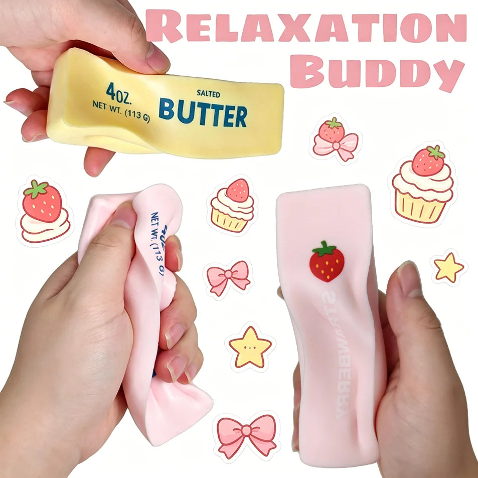 Butter Stick Squeeze Toy Pink strawberry pink  yellow stress relief toy Adults Fidget Toy Anti Stress Release Hand Relax Gift