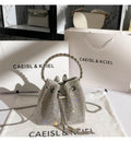 Luxury Designer Women's Handbag Rhinestones Diamonds Evening Clutch Bag Glitter Shiny Bucket Purse Wedding Party Crossbody Bag