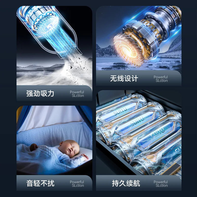 New large vacuum cleaner mini handheld wireless suction and blowing integrated trolley portable