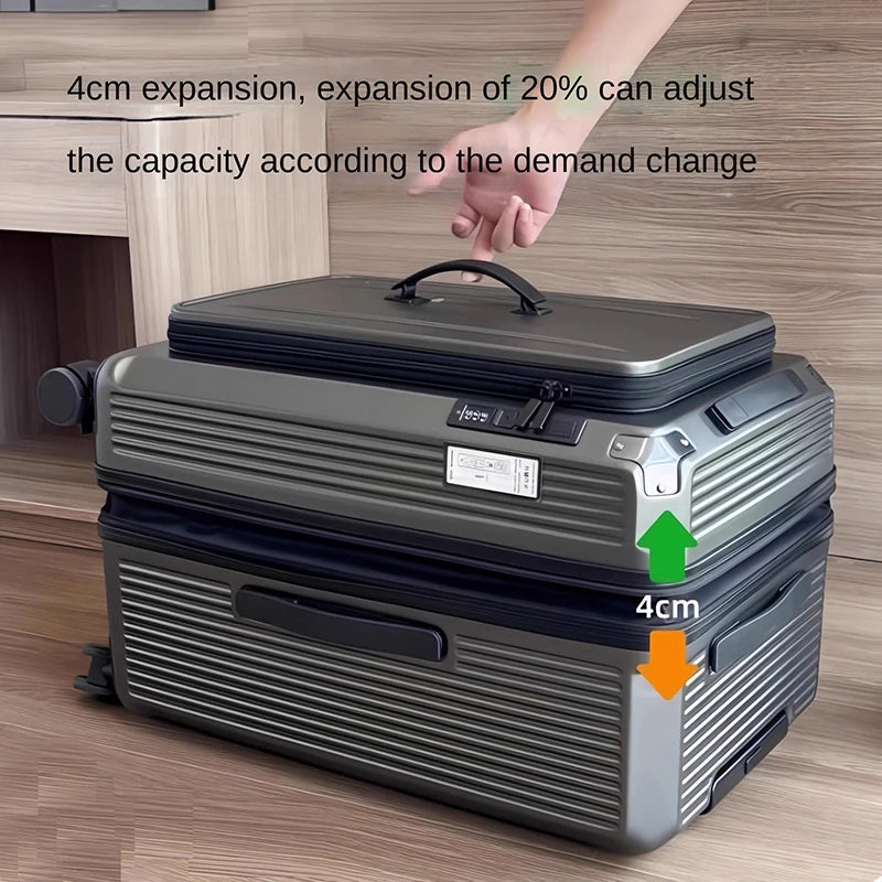 Side-Opening Suitcase 28 inch Large Capacity Expandable Luggage 24/26 Thickened Trolley Case 20 inch Boarding Box with 5 Wheels