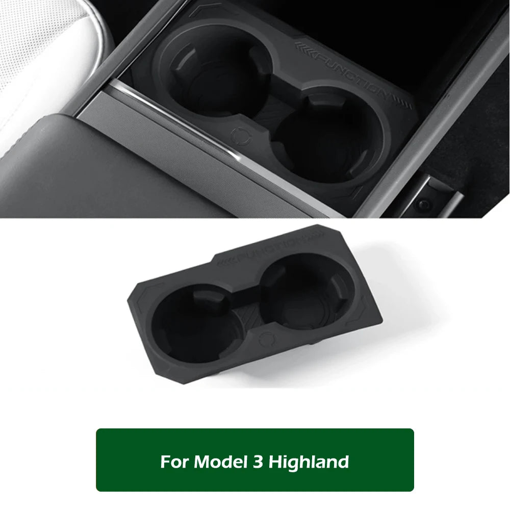 For Tesla Model Y Model 3 Highland Silicone Water Cup Holder Central Control Storage Box Drinks Holder Tray Car Accessories